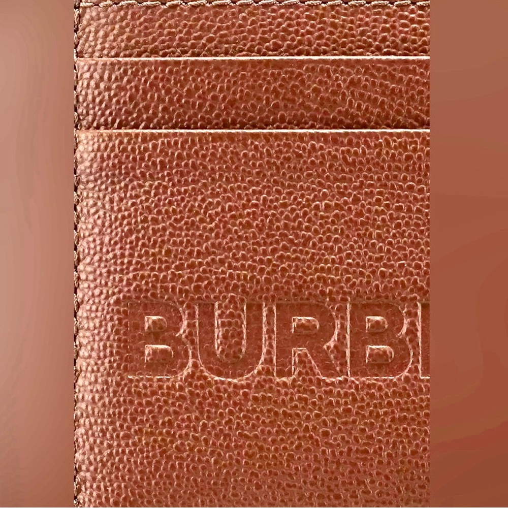 NWT Burberry Sandon Logo Brown Embossed Smooth Leather Card Case Wallet Dust Bag - Picture 8 of 8